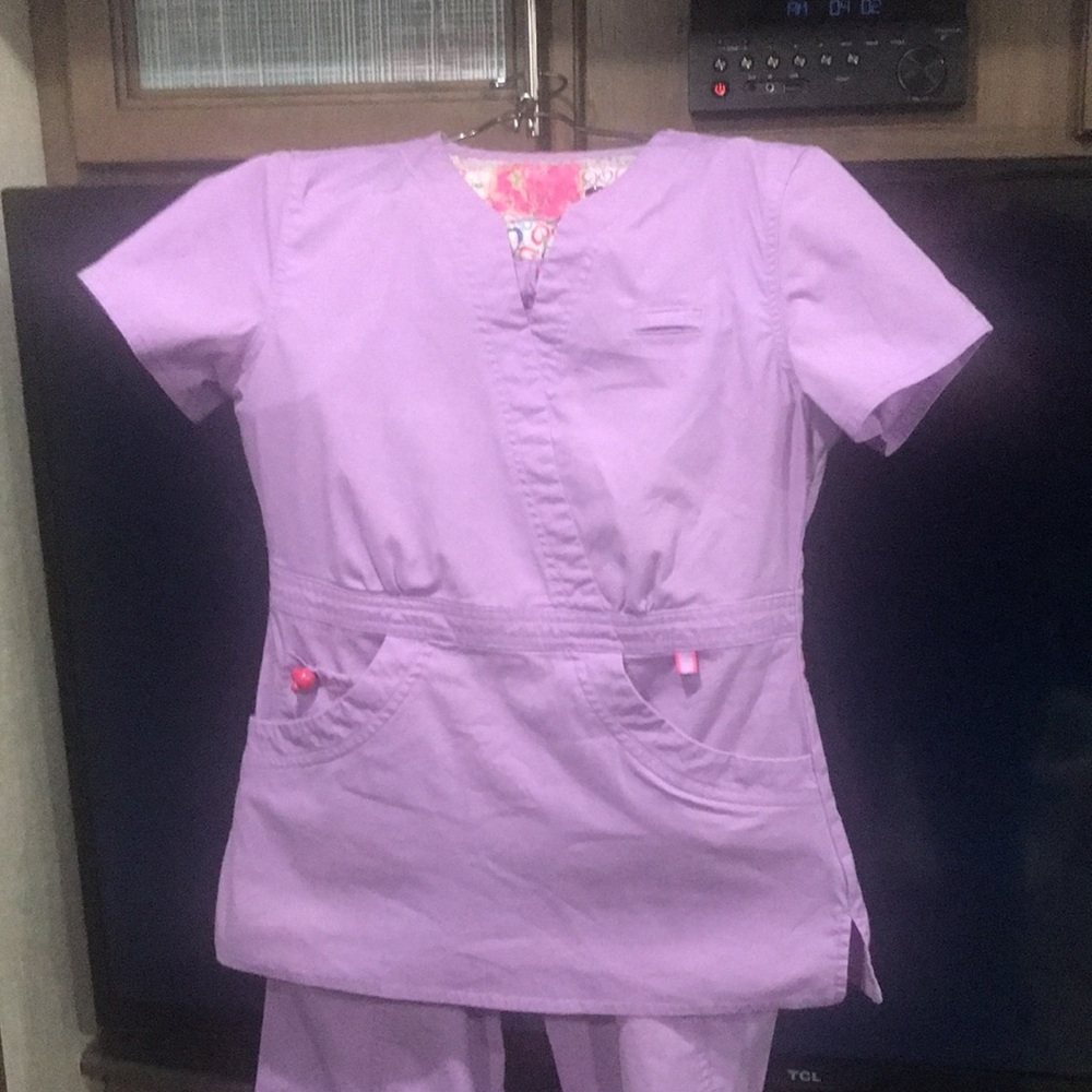 Life is Peachy lavender scrub set